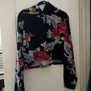 Forever 21 floral crop hoodie